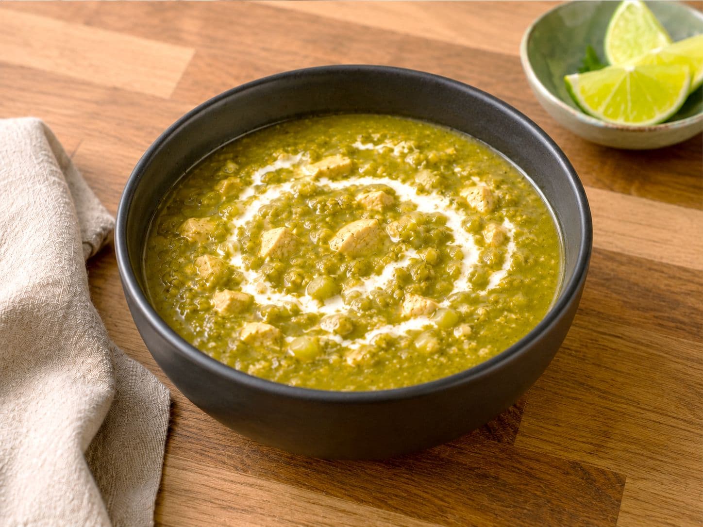 Chicken Chili Verde with Lime Crema & Fresh Cilantro