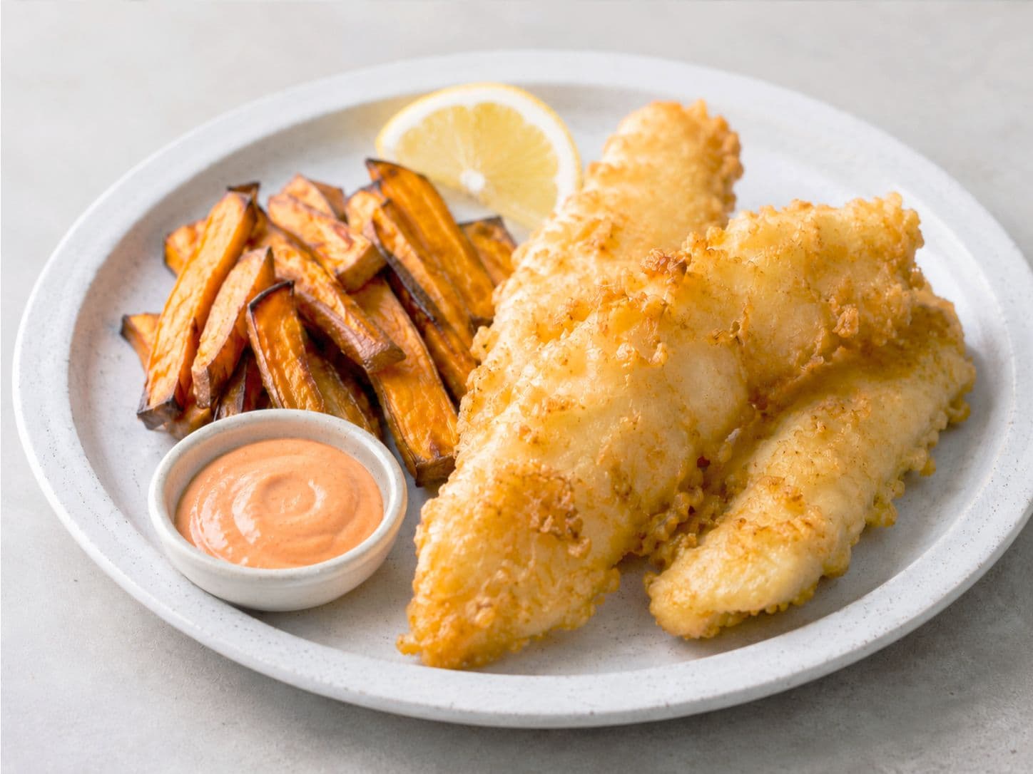 Crispy Japanese-Style Fish & Chips with Roasted Sweet Potato Fries