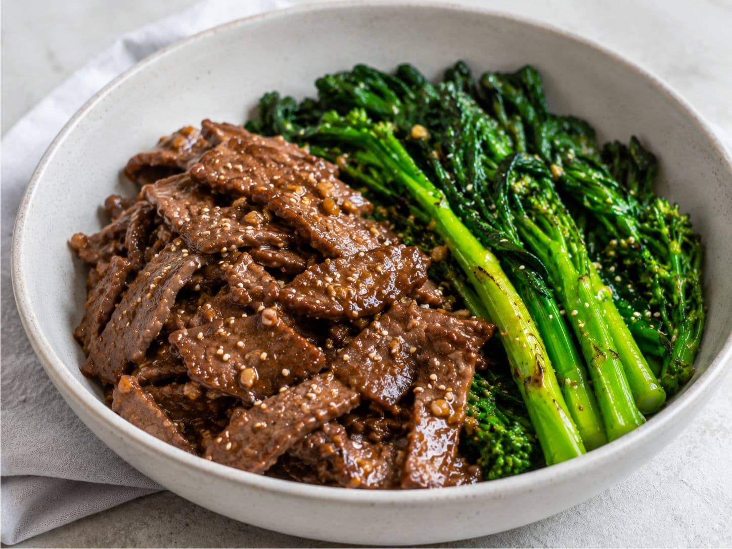Light Mongolian Beef with Roasted Chinese Broccoli