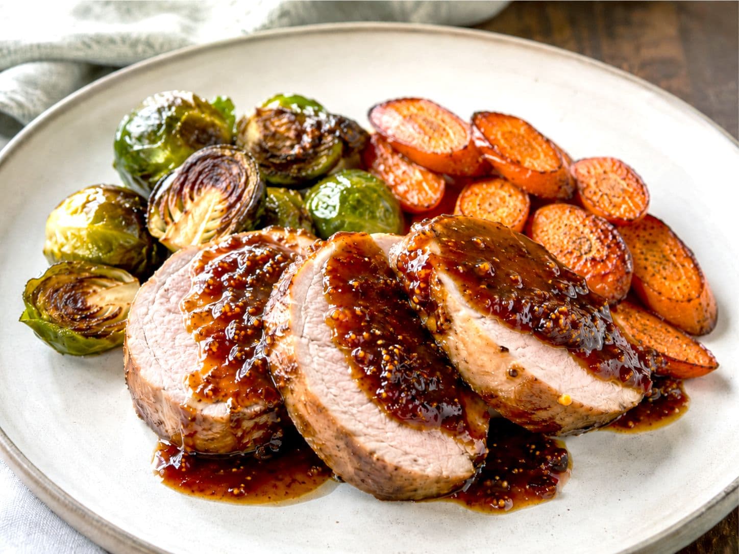 Roasted Pork Tenderloin with Fig Reduction & Caramelized Vegetables